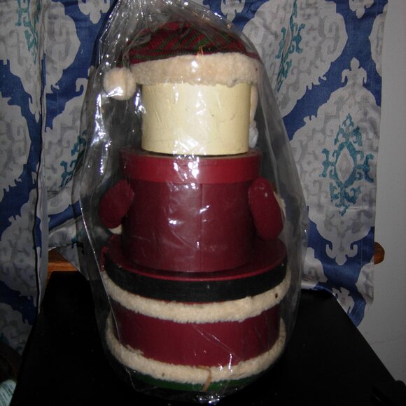 Santa Claus Christmas Folk Art Stacking Boxes 15" NIB - Picture 4 of 6